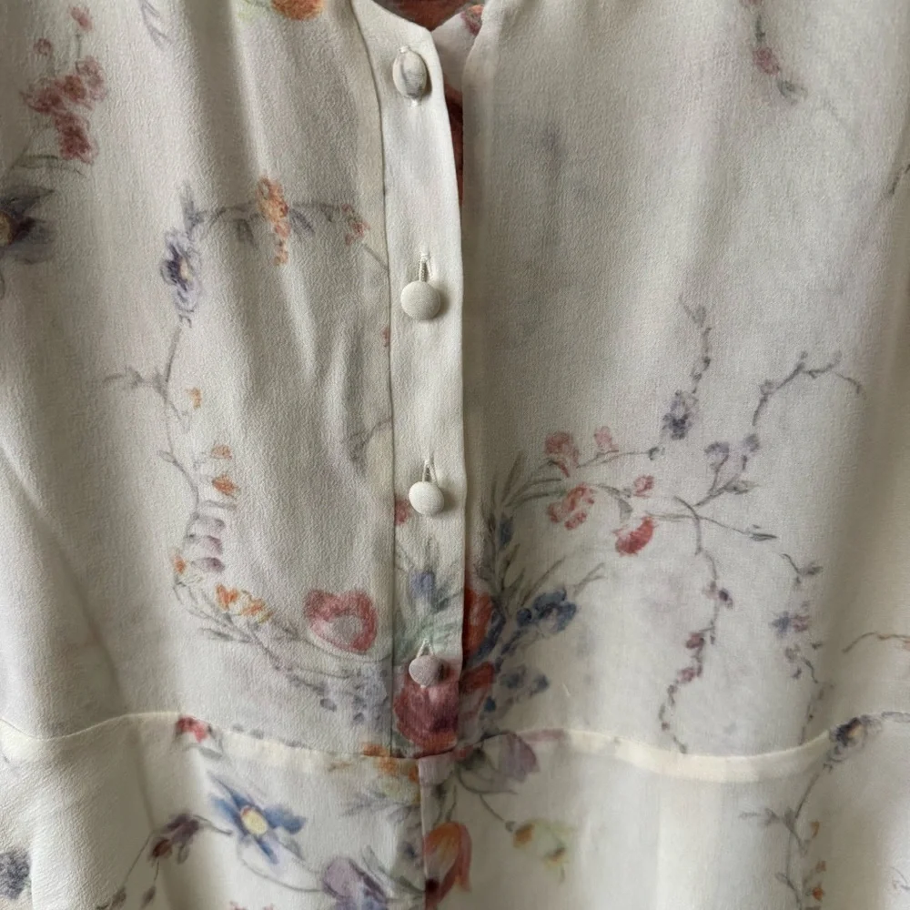 LoveShackFancy Floral Cora Silk Mini Dress Size SM Cream Coquette Feminine Sheer - Picture 9 of 14